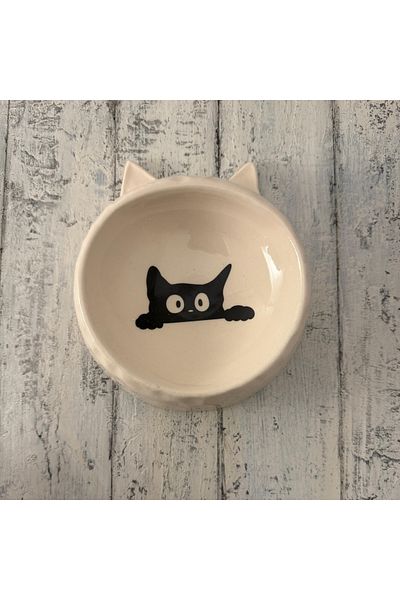 Yılmazel Tiny Friend's Cuteest Dining Friend: Cat Head Shaped Ceramic Bowl