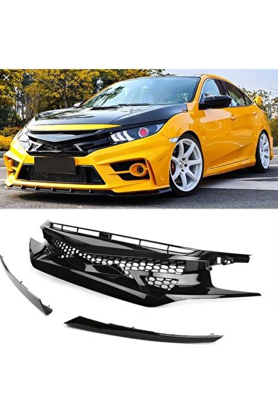 Universal Honda Civic Fc5 Fc450 Ön Panjur Izgara Ve Far Kaşları Siyah