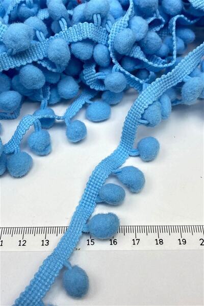 Hobigram Mavi Ponpon Parti Malzemeleri Ponpon Şerit 5 Metre Kenar Süsleme Süs Malzemesi – Diğer Parti Malzem