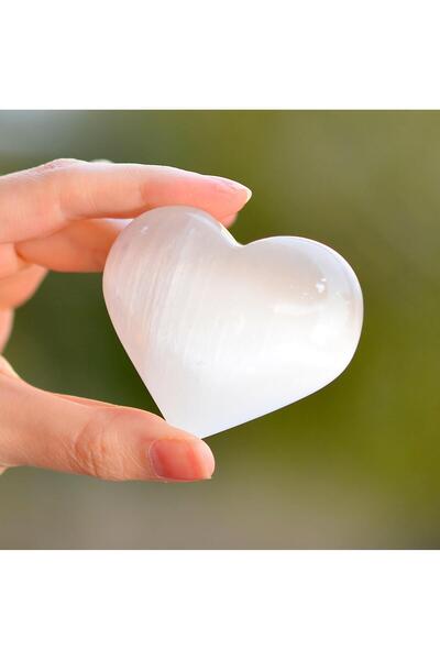 Taş Sandığı Selenit Taşı Kütle - Kalp Şeklinde
