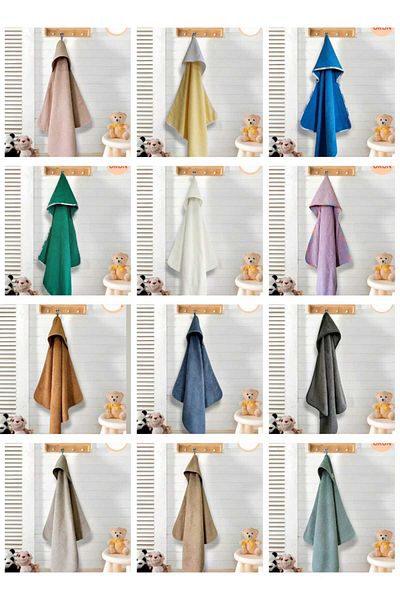 Alpar Tekstil Cotton Girl-Boy Newborn-Baby Bath Towel - Plain/Coffee