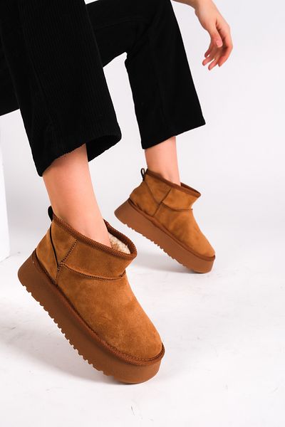 Mubiano Mbucc1-tb Mini Tan Suede Fur Inside Thick Thermo Sole Ankle Boots & Bootie