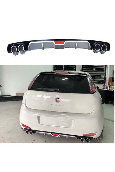 Genel Markalar Fiat Punto Difüzör Arka Tampon Eki Gri Gövdeli 4 Egzoz Çıkışlı