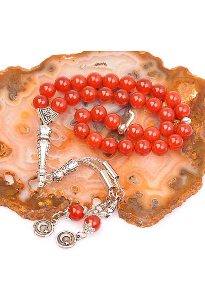 Taş Sandığı Red Agate Stone Rosary (8 mm)
