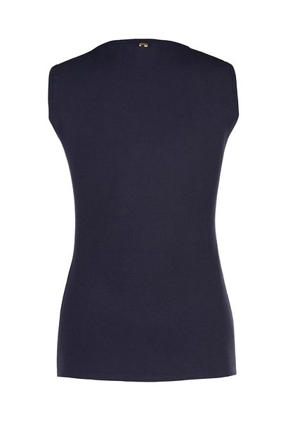 Escada Polka Dot Patterned Sleeveless Navy Blue Sweater