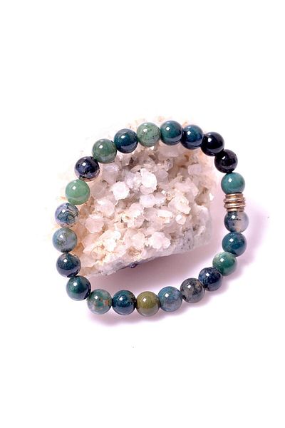 Taş Sandığı Mossy Agate Stone Bracelet - 8 Mm