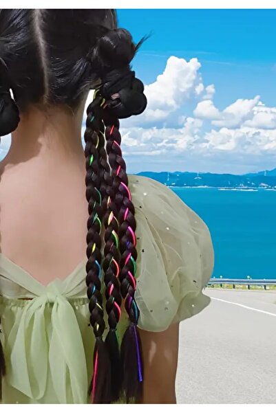 NİLZ Saçlı Örgülü Model Postiş Takma Saç Lastik Tokalı Postiş