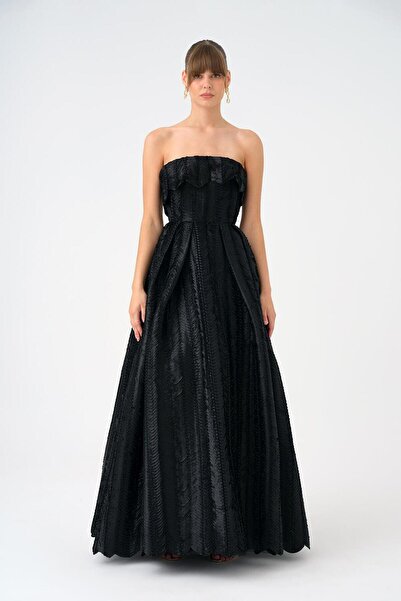 CENGIZ AKTURK Straplez Yaka Prenses Kesim Uzun Abiye Elbise - 9050C