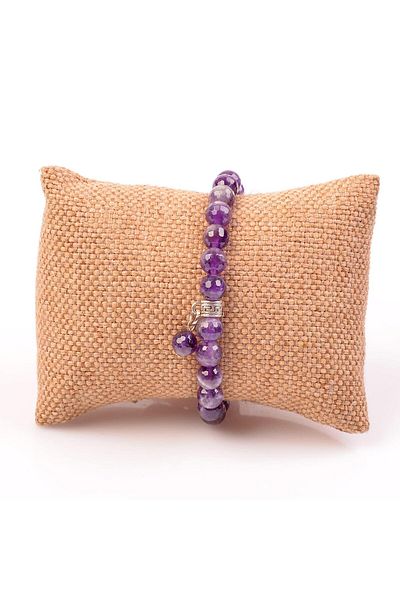 Taş Sandığı Amethyst Stone Bracelet (8 mm) - Facet Cut