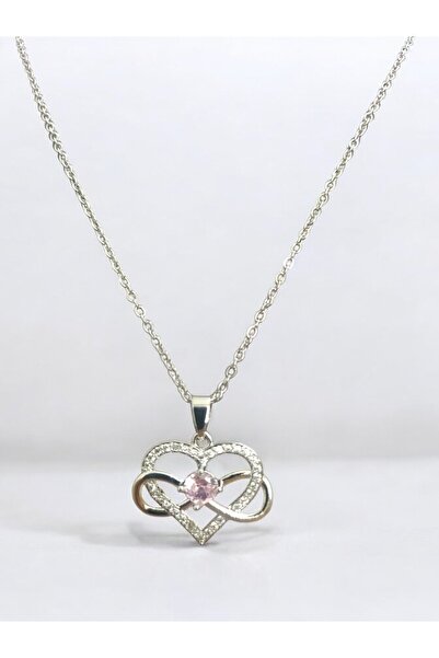 AKNButik Sonsuz Aşk Kolye -  Kalp Sonsuzluk Çelik Kolye (316L Paslanmaz Karar...