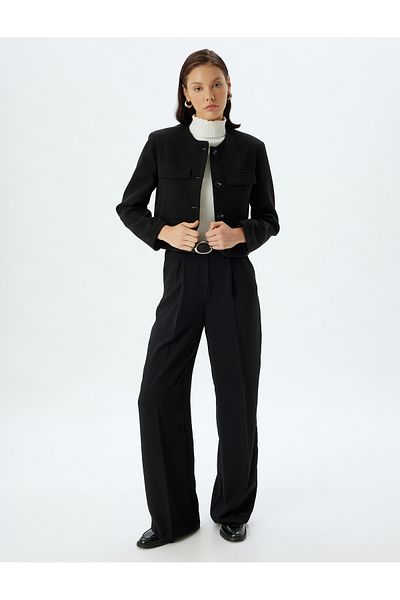 Koton Tlustá pletená bunda Slim Fit se zapínáním na knoflíky