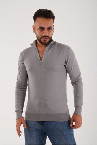 KAPTAN TRİKO Men's Sweater - Half Zipper, Cotton-Viscose Mix, Waterproof, Regular Fit