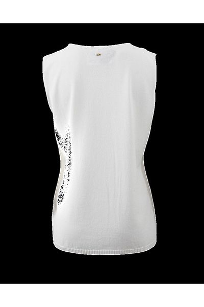 Escada Crew Neck Sleeveless Ecru Cotton Sweater