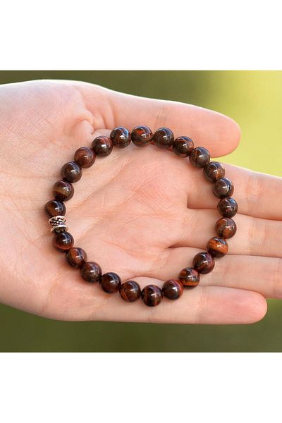 Taş Sandığı Red Tiger Eye Stone Bracelet - 8 Mm