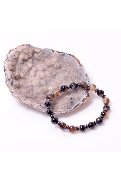Taş Sandığı Black Agate - Hematite Stone Bracelet (8 Mm)