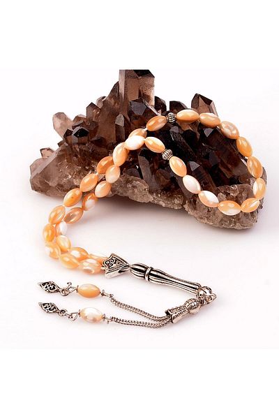 Taş Sandığı Barley Cut Brown Pearl Stone Rosary - 6*9 mm