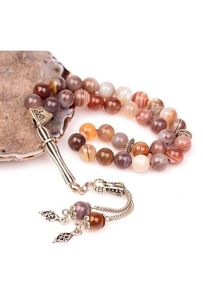 Taş Sandığı Botswana Agate Stone Rosary (8 mm)