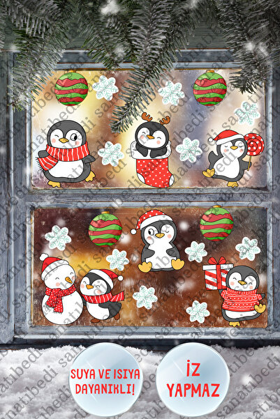 sanatıbedi Αυτοκόλλητο με αυτοκόλλητο με θέμα τον Πρωτοχρονιάτικο Πιγκουίνος ...