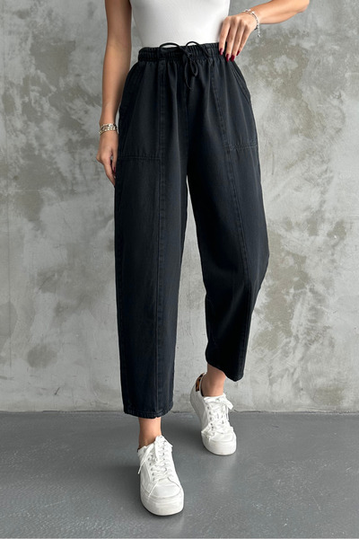 macharel jeans Women's Stitching Detailed Ankle Length Pocket 100% Cotton Trousers