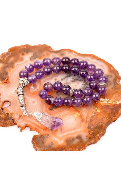 Taş Sandığı Ametist Taşı Tesbih (8 MM) - Ametist Taşı Püsküllü