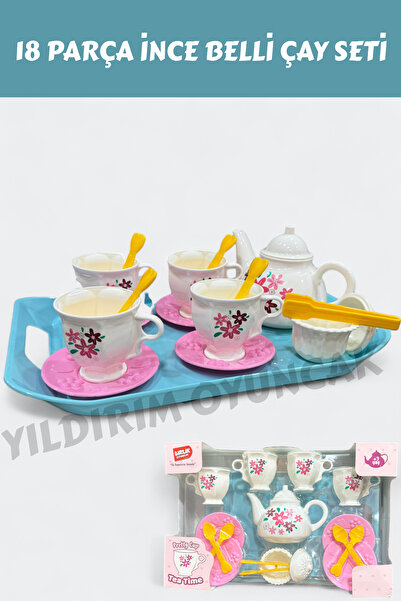 YILDIRIM OYUNCAK 18 Parça Bardaklı Aksesuarlı Tepsili Kaliteli Evcilik Seti T...