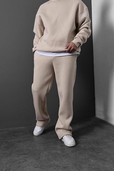 Slatra Ανδρική φόρμα μπεζ Basic Baggy Fit
