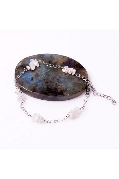 Taş Sandığı Moon Stone Bracelet - Non-Tarnish Chain