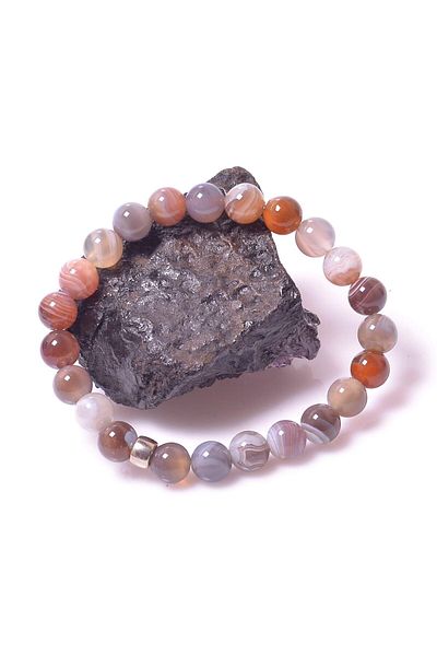 Taş Sandığı 8 Mm Botswana Agate Stone Bracelet