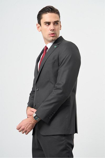 İmza Dark Anthracite 6 Drop Comfort Fit Woolen Lycra Classic Suit 1001235904