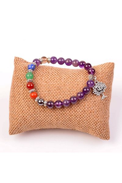 Taş Sandığı Amethyst Chakra Bracelet - 8 Mm