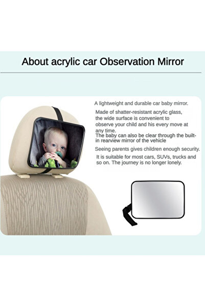 EAFC Ajustable Wide-Angle Car Rear Seat Reflective Mirror Child Safety Lens Pillow Home Security