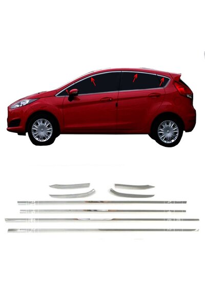 Niken Ford Fiesta Cam Çıtası Çerçevesi Kromu Nikelajı Komple Set 2009-2017