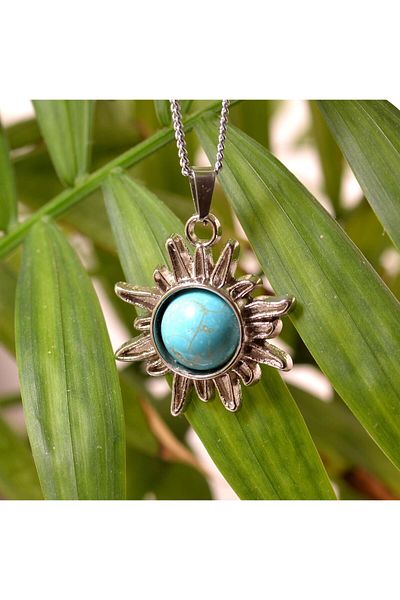 Taş Sandığı Turquoise Stone Sun Necklace