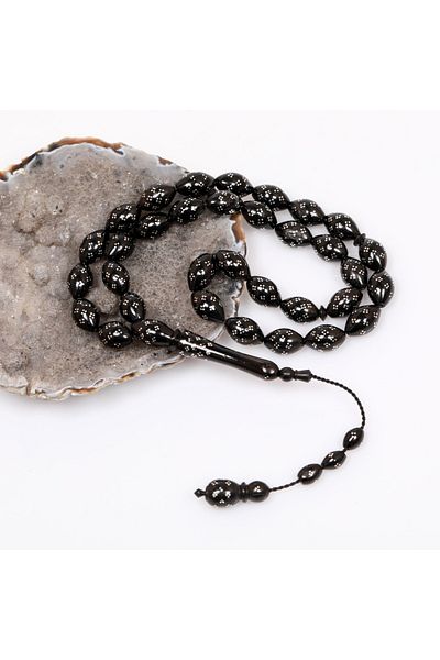 Taş Sandığı Silver Embroidered Skittle Rosary 8*12 mm