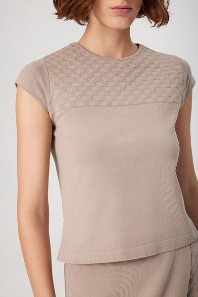 Mısırlı Crop top cu model de guler de piatră