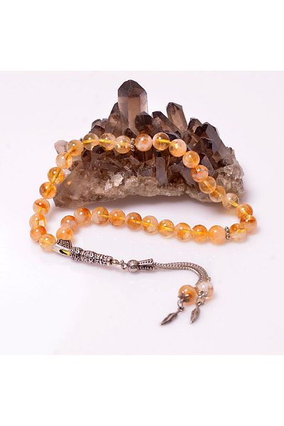 Taş Sandığı 8 Mm Citrine Stone Rosary - Money Carrier