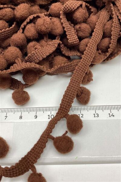 Hobigram Kahverengi Ponpon Parti Malzemeleri Ponpon Şerit 5 Metre Kenar Süsle...