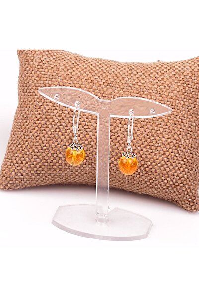 Taş Sandığı Sitrin Taşı Gümüş Küpe