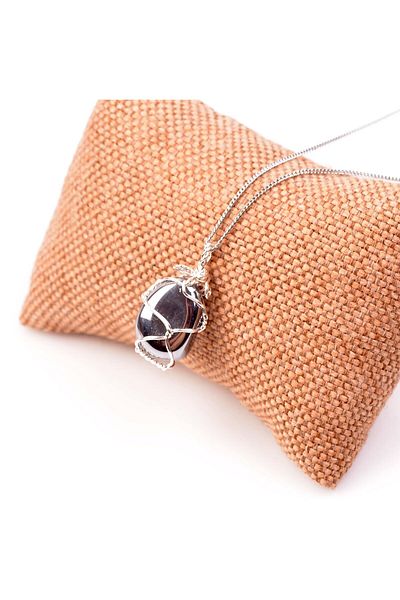 Taş Sandığı Terahertz Stone Necklace - Wire Wrapped (Vibration Stone)