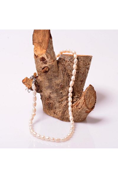 Taş Sandığı Barley Cut Pearl Necklace - 5*7mm - Tarnish Free Steel Material