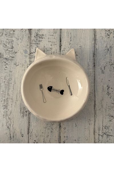 Yılmazel Tiny Friend's Cuteest Dining Friend: Cat Head Shaped Ceramic Bowl