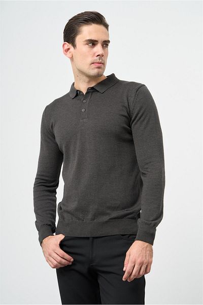 İmza Polo Neck Classic Comfort Fit Knitwear - Long Sleeve, Dark Anthracite 1012245007