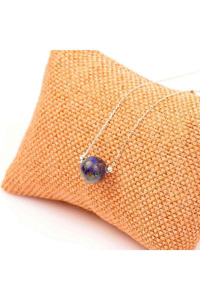 Taş Sandığı Azurite Stone Silver Necklace