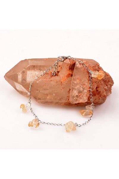 Taş Sandığı Citrine Stone Bracelet – With Non-Tarnish Chain