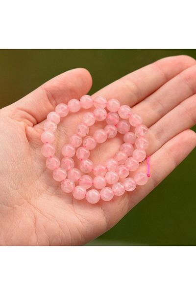 Taş Sandığı 8 mm Pink Quartz Stone String