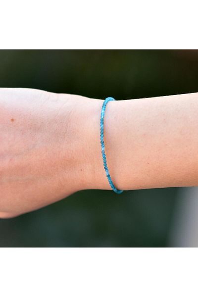 Taş Sandığı Very Thin Apatite Stone Silver Bracelet - 2 mm