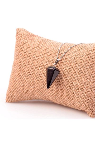 Taş Sandığı Obsidian Stone Necklace - Cone Shaped