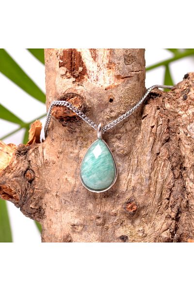 Taş Sandığı Amazonite Stone Drop Necklace - Small Size