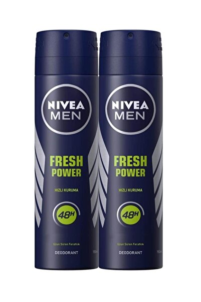 NIVEA MEN Erkek Sprey Deodorant Fresh Power 150ml, Ter Korumasına Karşı 48 Saat Koruma, X2 Adet