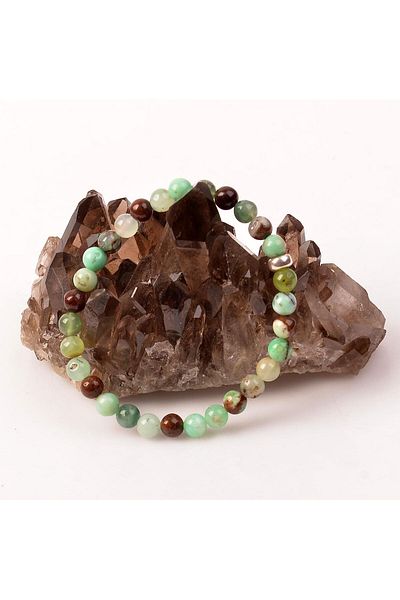 Taş Sandığı Chrysoprase Stone Bracelet - 6 mm Silver Apparatus